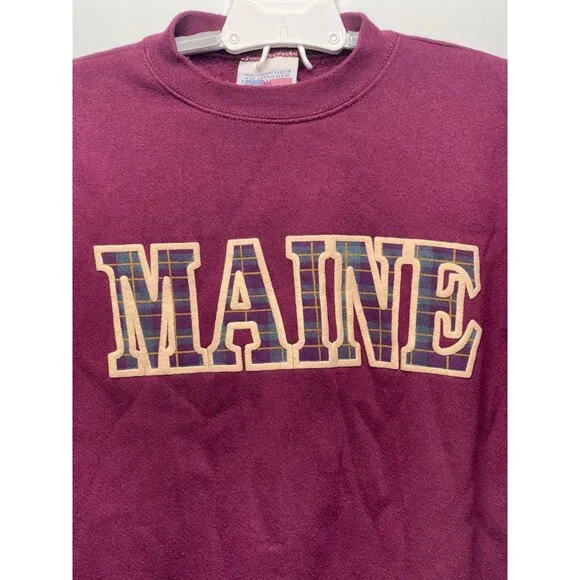 Vintage Maine Heavy Weight USA 3D textured logo American Spirit tag XL Burgundy - Picture 2 of 8